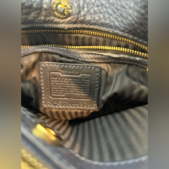 Coach Sonoma Pocket Zip Navy Blue Pebbled Leather Adjustable Crossbody Bag Vtg - Picture 4 of 16